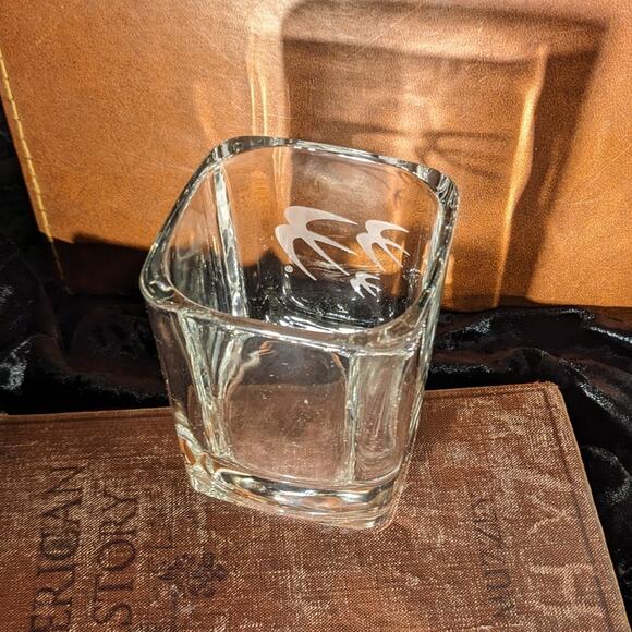 Vintage Ozark Airlines Etched Logo Square Lowball Rocks Glasses Pair First Class - Picture 8 of 10